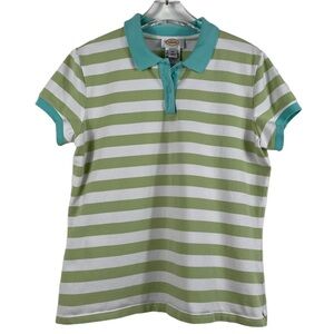 Vintage Talbots Short Sleeved Striped Polo Shirt Preppy Cotton 80s 90s Size XL